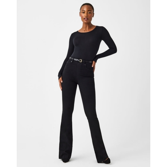 SPANX SPANXshape EveryWear Flare Jeans Clean Black Wide Leg Small S - Picture 1 of 10